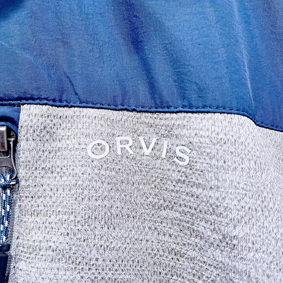 Orvis Fleece Bonded Mesh Full Zip Jacket Gray Blue Lightweight Mens XXL 2XL - Picture 3 of 8